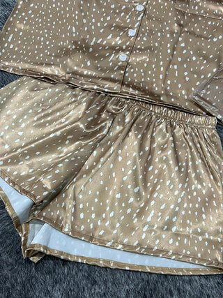 Fawn Satin Pajama Short Set