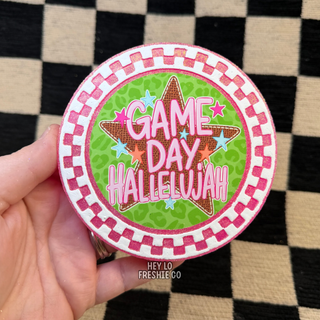 Game Day Hallelujah | Checkered Frame Car Freshie