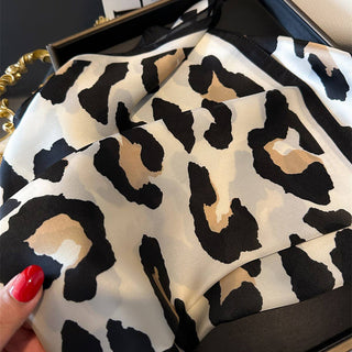 Leopard Print Satin Square Scarf