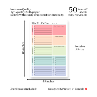 This Week's Plan To-Do List: 50-Page Tear-Off Notepad