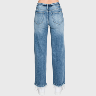 HIGH RISE STRETCH SLIM STRAIGHT JEANS