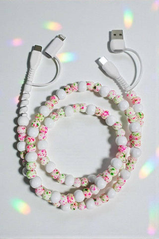 Update White Confetti Beaded Cord Charger