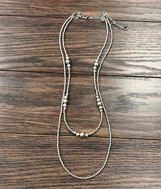 Silver Navajo Two Strand Necklace