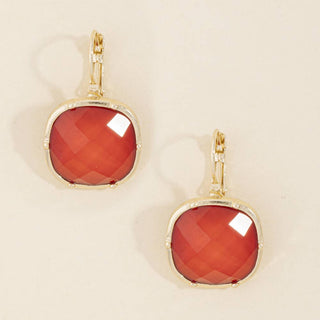Faceted Cushion Stone Leverback Drop Earrings
