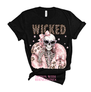 Wicked Skeleton Blingy Rhinestone Graphic Tee