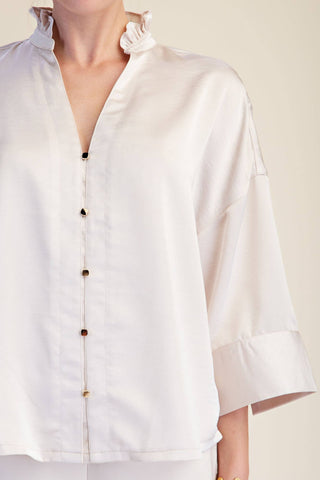 V-neck Metal Button Down Shirt