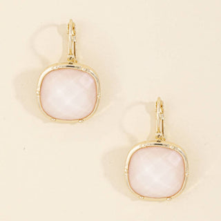 Faceted Cushion Stone Leverback Drop Earrings