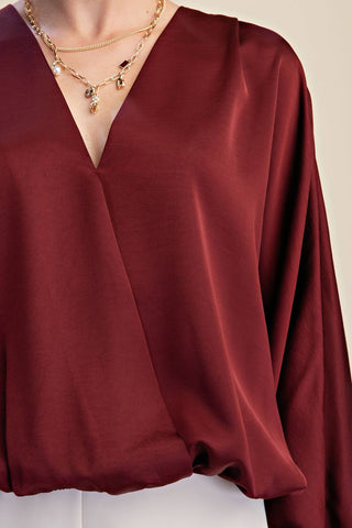 V-Neck Wrap Longsleeve Blouse