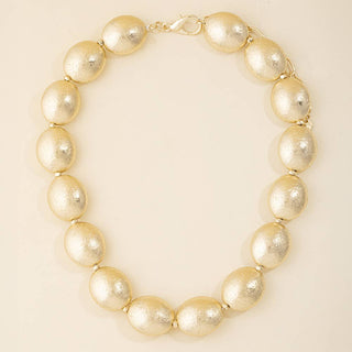 Chunky Brushed Oval Bead Collar Necklace