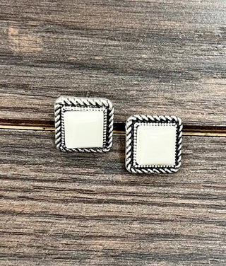 726158, 10mm Square Turquoise Stud Earrings