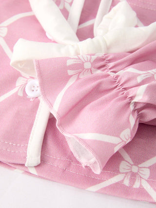 Girls Bow Lapel Pajamas
