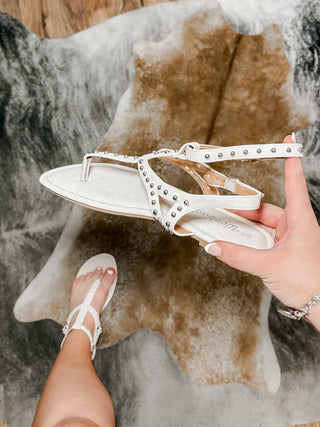Beige Studded Gladiator Sandals - Jayden Layne
