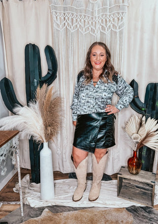 Black Giddy Up Leather Skirt