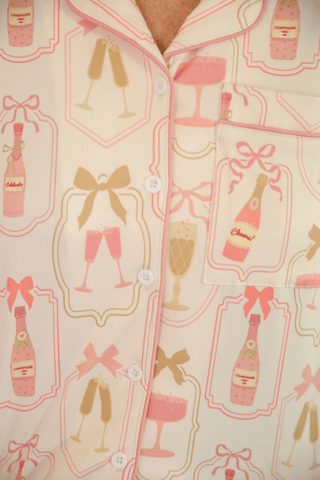 Bows & Bubbly Ruffle Pajama Set