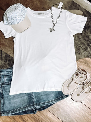 Boyfriend Cotton Tee | Relaxed Fit Round Neck T-Shirt for Women