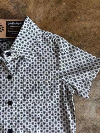 Boys Cream Western Short Sleeve Button Up - Jayden Layne