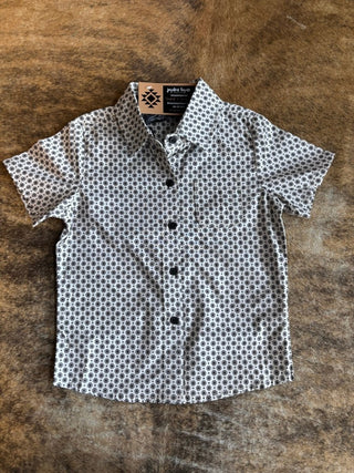 Boys Cream Western Short Sleeve Button Up - Jayden Layne