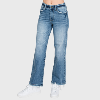 HIGH RISE STRETCH SLIM STRAIGHT JEANS