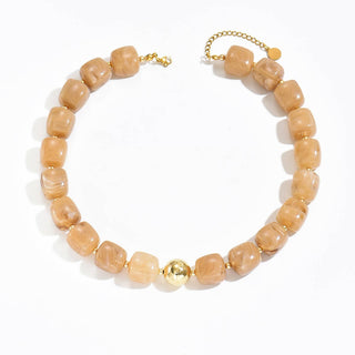 Boho colorful geometric acrylic bead necklace, apricot colorway