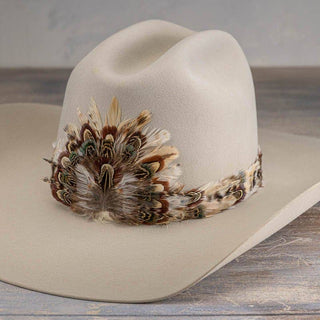 Feather Hat Band - Avalon adorned with boho feathers on a western style hat at Jayden Layne size-inclusive boutique