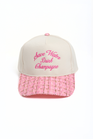 "Save Water Drink Champagne" Tweed Brim Cap