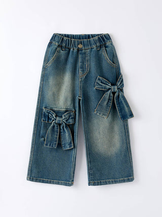 Girls Bow Stretch Wide-Leg Jean