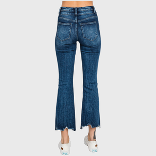 Dark wash high rise crop bootcut jeans, additional view