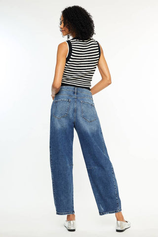 Kan Can low slung horseshoe barrel leg dark wash jeans, photo 5