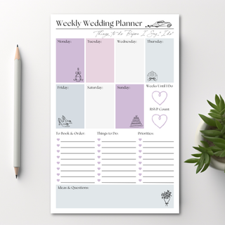 Weekly Wedding Planner: 50-Page Tear Off Notepad