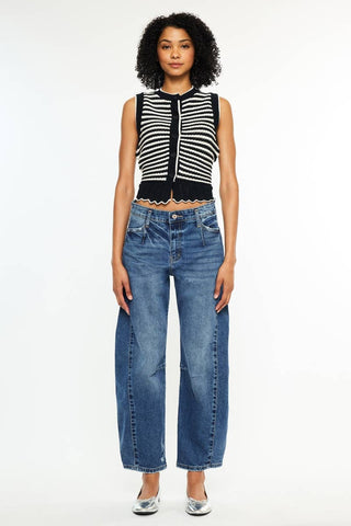 Kan Can low slung horseshoe barrel leg dark wash jeans, photo 6