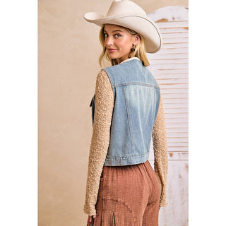 Washed Denim Ruffle Vest