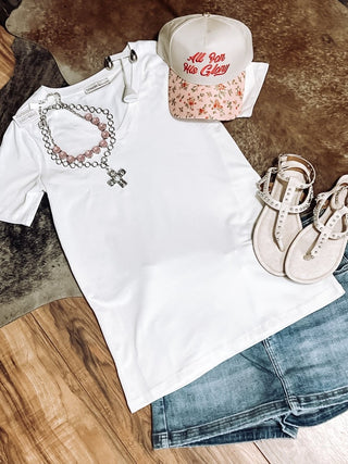 Cotton V-Neck Short Sleeve Tee | Plus