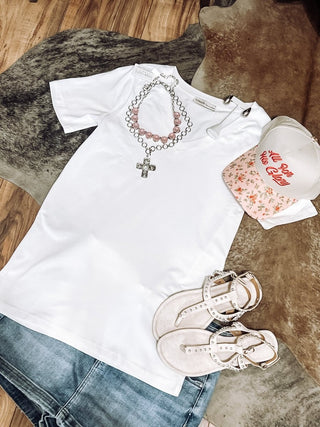 Cotton V - Neck Short Sleeve Tee | Plus - Jayden Layne