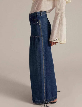 Curvy Ankle Drawstring Wide Leg Jeans - Jayden Layne