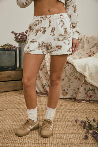 Western Elastic Waist Shorts