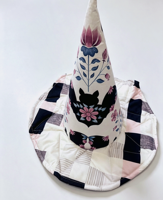 Floral Quilted Witch Hat Patchwork Halloween Hat