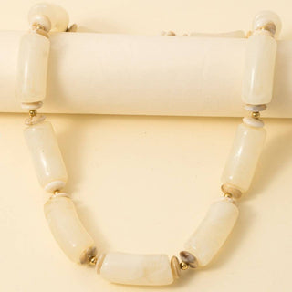 Large Marble Resin Tube Beads Necklace