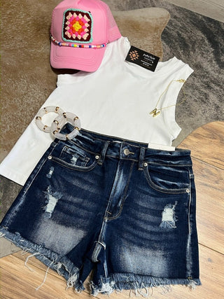Raw Frayed Hem Ripped Denim Shorts | Plus