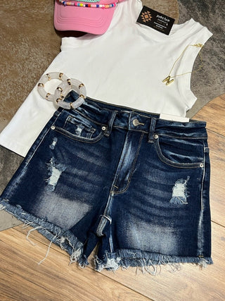 Raw Frayed Hem Ripped Denim Shorts | Plus