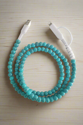 Turquoise Beaded Cord Phone Charger