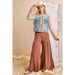 Washed Denim Ruffle Vest