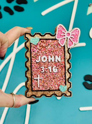 John 3:16 Stamp Car Freshie 