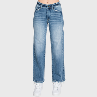 HIGH RISE STRETCH SLIM STRAIGHT JEANS
