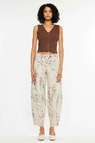 Kan Can high rise horseshoe leg tan leopard print jeans, photo 6