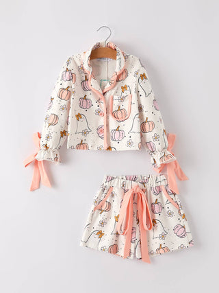 Girls Ghost Pumpkin Pajama Set