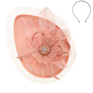 Sinamay Disc Headband Fascinator with Floral Accent