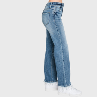 HIGH RISE STRETCH SLIM STRAIGHT JEANS