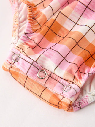 Baby Fall Smock Embroidered Plaid Romper