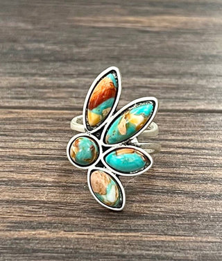 Gemstone, Brass Adjustable Ring