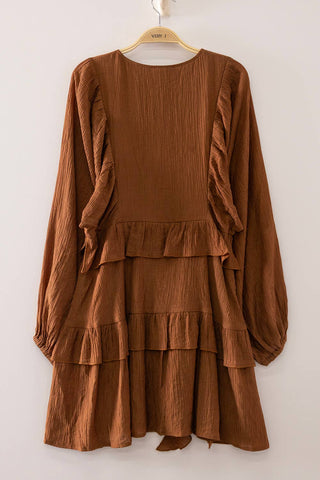 Ruffle Tiered Mini Dress - Caramel